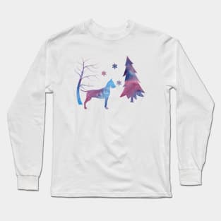 Great Dane Art Winter Snow Dogs Long Sleeve T-Shirt